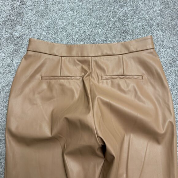 Alexia Admor Faux Leather Trouser Pants Women 9 Tan Camel Straight Leg High Rise - Picture 5 of 16